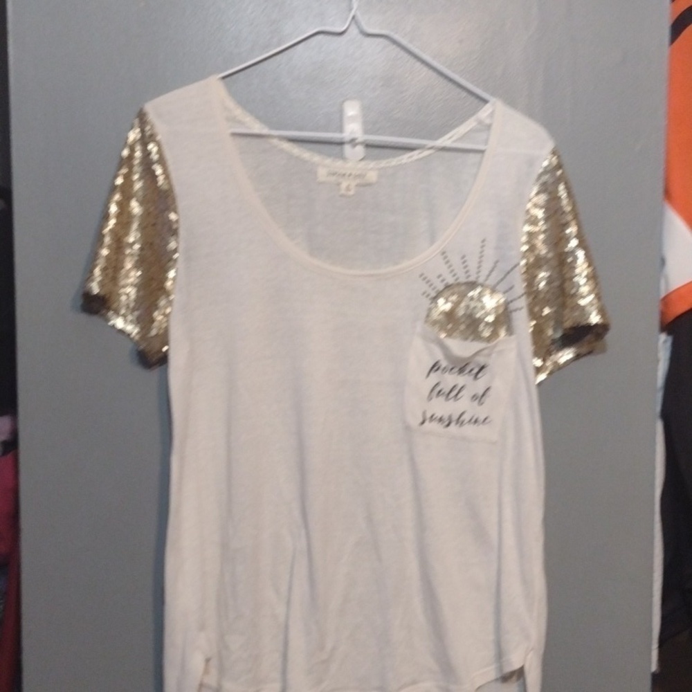 Living doll high low sequins Sunshine shirt